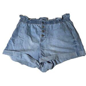 NOBO No Boundaries Junior Faded Jean Shorts Blue XL 15-17 Button Fly Elastic